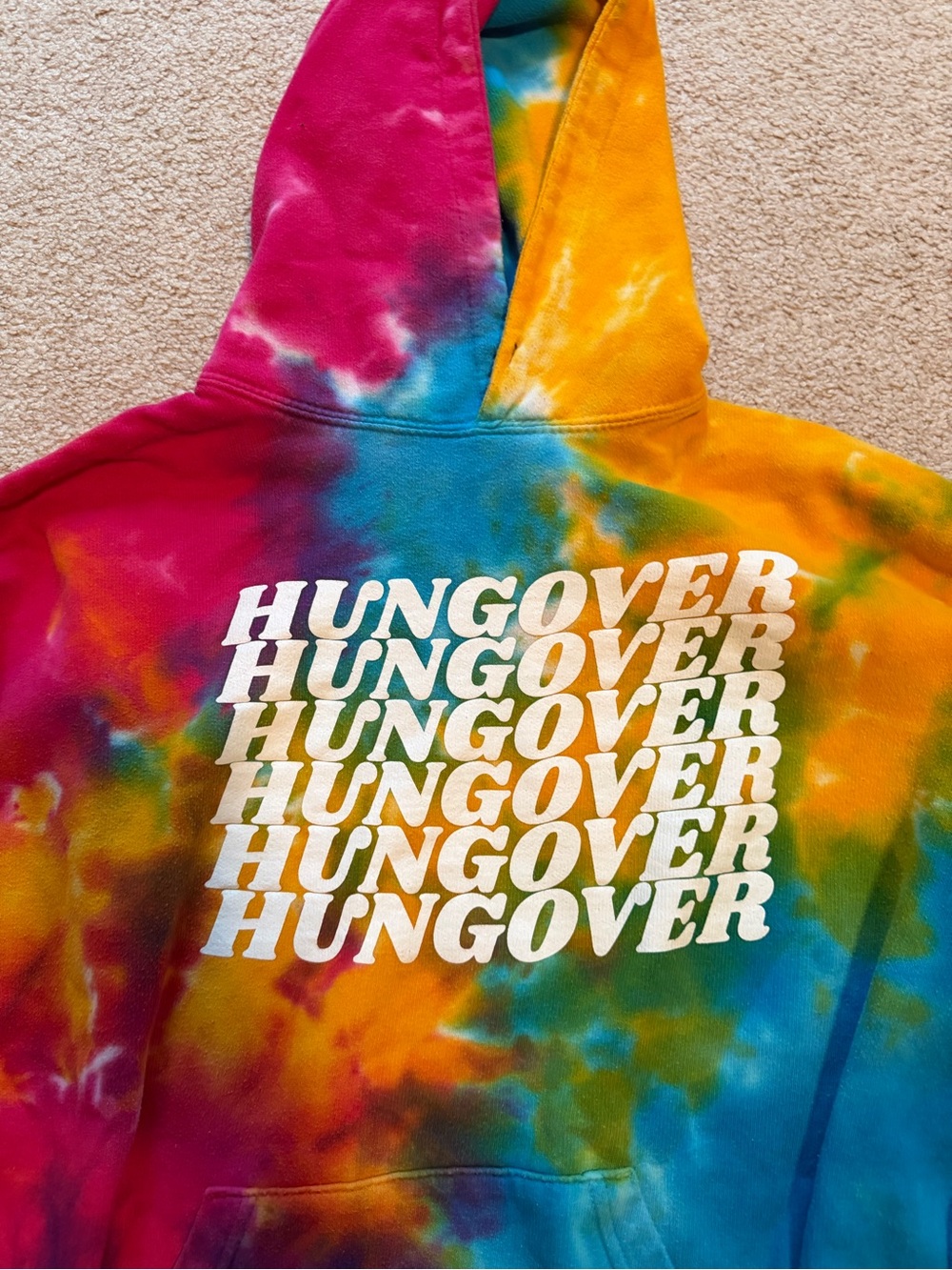 Barstool Sports Tie-Dye "HUNGOVER" Graphic Hoodie